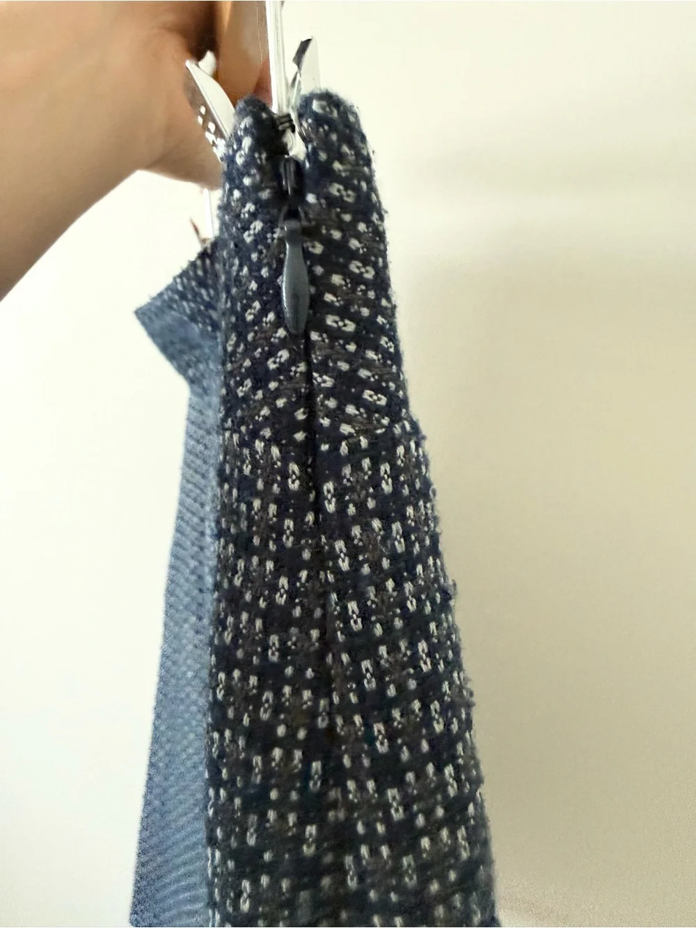 LOFT Navy Blue Textured Mini Skirt